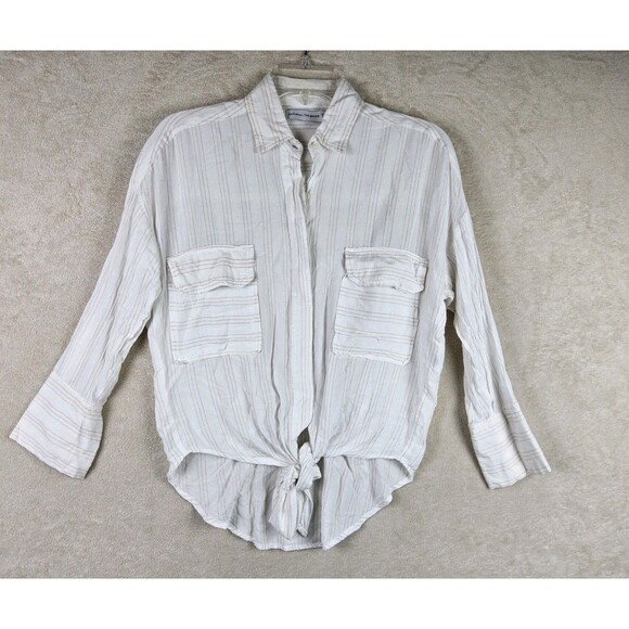 Faithful The Brand Women's Hi Low Tie Button Front Shirt Top Size 2 - Picture 1 of 5
